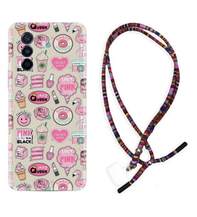 Huawei Nova Y70 Y90 Nova 9 SE  Kılıf Boyun Asklı Rasta Silikon Donut Flamingo 1415