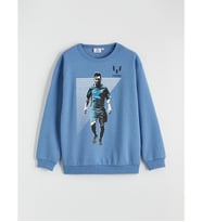 LCW Kids Mavi Messi Baskılı Erkek Çocuk Kalın Sweatshirt