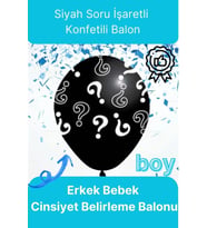 Siyah Soru İşareti Cinsiyet Belirleme Partisi Baby Shower Kız mı Erkek mi 18inç 45cm Konfetili Balon