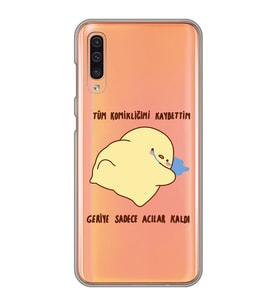 Samsung Galaxy A70 Uyumlu Komikliğimi Kaybettim Tasarımlı Şeffaf Telefon Kılıfı