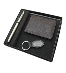 Signator D361 İsme Özel Set - Deri Kartlık + Anahtarlık  + Kalem Seti  İsme Özel Hediyelik Set (Karışık)