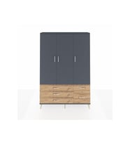 Arges Dolap 5 Raflı 5 Çekmeceli Tek Askılı 132x30x195 Antrasit-Antrasit/Çam