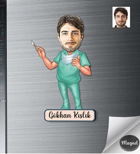 Kişiye Özel Cerrah Erkek Ahşap Magnet -2