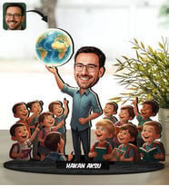 BK Gift Kişiye Özel Erkek Öğretmen Tasarımlı Karikatür Biblo -5, Öğretmene Hediye, Öğretmenler Günü Hediyesi