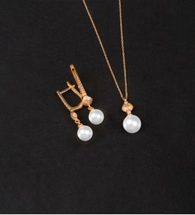 925 Ayar Gümüş İstiridye Küre İnci Set (Rose)