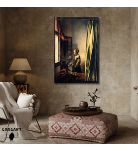 Tekli Dikey Kanvas Tablo Ünlü Eserler Johannes Vermeer Girl Reading
