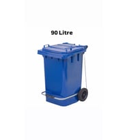 ELCY 90 Litre Tıbbi Atık Plastik Pedallı Çöp Konteyneri Mavi Isıya Karşı Dayanıklı