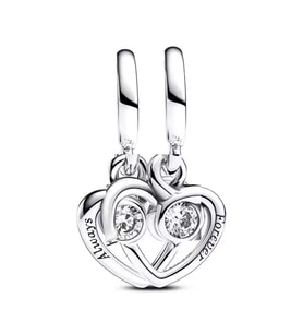 Always & Forever Yazılı Ayrılabilir Taşlı Kalp Sallantılı Charm