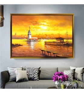 Altın Çerçeveli dekoratif tablo a1504 (Gold)