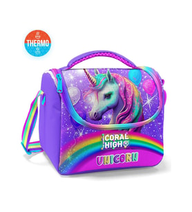 Coral High Kids Mor Pembe Simli Unicorn Desenli Thermo Beslenme Çantası 11873