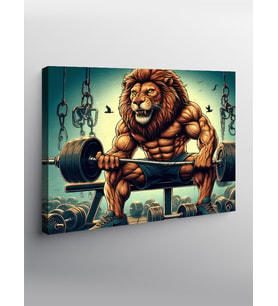 Kanvas Tablo Ağırlık Kaldırran Kaslı Aslan Gym