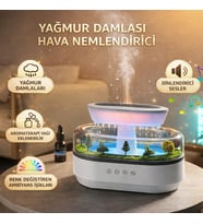 Yağmur Damlası Efektli Aroma Terapi Hava Nemlendirici – LED Ambiyans Işıklı, Rahatlatıcı Doğa Sesli, Sessiz Çalışma