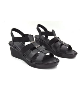 Kindep Shoes Poli Hafif Taban Lastikli Doldu Topuklu Kadın Sandalet SİYAH