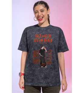 Tasarım Justin Bieber Şarkıcı Baskılı Unisex Oversize Vintage Yıkamalı Tişört