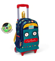 Coral High Kids Lacivert Civit Robot Desenli Üç Bölmeli Işıklı Tekerlekli  Çekçekli Okul Sırt Çantası 23380