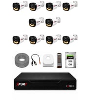 FURY 10 Kameralı Güvenlik Kamera Seti 4 Warm LED Gece Renkli Görüş 320 GB HDD