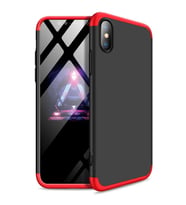 iPhone XS Max 6.5 Kamera Korumalı Kaliteli Tam Koruma Kılıf (Siyah-Kırmızı)