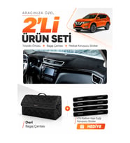 e-biz NİSSAN X-TRAİL (2013-2020) Uyumlu Torpido Örtüsü + Deri Bagaj Çantası Seti - Siyah - NI020