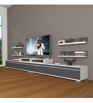 Decoraktiv Ekoflex 360R Mdf Tv Ünitesi Tv Sehpası - Beyaz Antrasit (Beyaz - Antrasit)