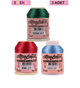 3 Adet Altınbaşak Oya ve Dantel İpi 20 gr - Royaleks - No: 211 - 387 - 417