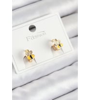 Pirinç Zirkon Taşlı Arı Model Gold Renk Çocuk Küpe - TJ-BKP11199
