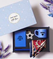 Anneler Günü Özel  Hediye Seti ,Mavi  Fincan, Fular, Anahtarlık, Defter, Kalem