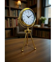 Saray Zarafeti Gold Tripod Üç Ayaklı Metal Masa Saati (Kahverengi Açık)