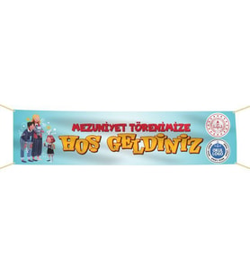 Mezuniyet Pankartı-5- 75x300 cm (Kırmızı)