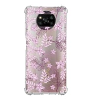 Xiaomi Poco X3 Köşe Korumalı Antişok Kapak Floral Pudra Tasarımlı Şeffaf Silikon Kılıf