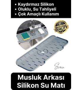 Mutfak Banyo Lavabo Silikon Musluk Arkası Mat Su Tutucu Koruyucu Tezgah Üstü Bulaşık Kurutma Pedi