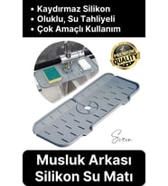 Mutfak Banyo Lavabo Silikon Musluk Arkası Mat Su Tutucu Koruyucu Tezgah Üstü Bulaşık Kurutma Pedi