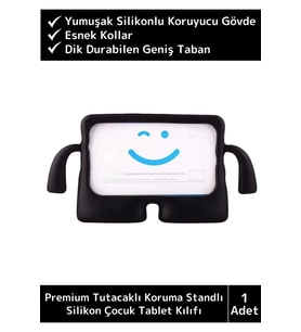 Premium Apple Samsung Uyumlu 8.7 Inch Silikon Yumuşak Tutacaklı Tam Koruma Çocuk Tablet Kılıfı