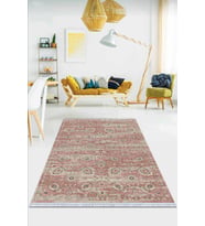 Pembe Vintage Dokuma Pamuk Tabanlı Kaymaz Kilim KLM304