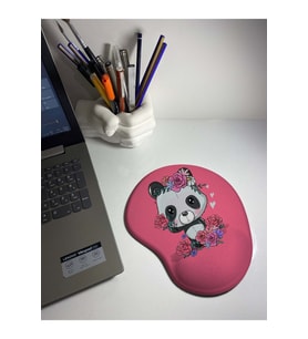 Çiçekli Panda Desenli Bilek Destekli Mouse Pad