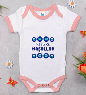BK Kids Maşallah Tasarımlı Pembe Bebek Body Zıbın-2