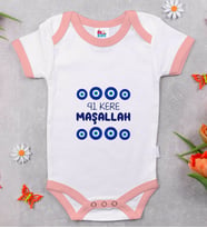 BK Kids Maşallah Tasarımlı Pembe Bebek Body Zıbın-2
