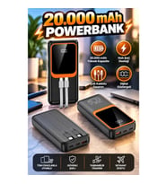 20000 mAh Dijital Göstergeli Çok Kablolu Hızlı Şarj Powerbank