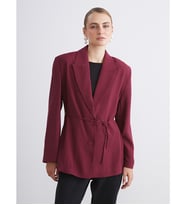 LCW Modest Bordo Beli Kuşaklı Kadın Blazer Ceket