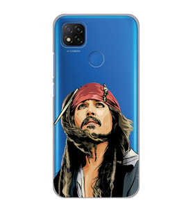 Xiaomi Redmi 9C / 10A Uyumlu Jack Sparrow Tasarımlı Şeffaf Telefon Kılıfı