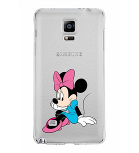 Samsung Galaxy Note 4 Kapak Minnie Mouse Tasarımlı Şeffaf Silikon Kılıf