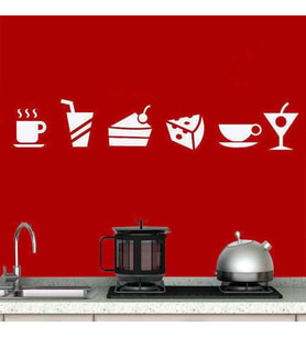 Aperitif Yiyecekler Silüet Dekoratif Duvar Sticker, Çıkartma, Etiket