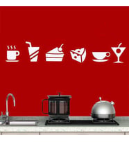 Aperitif Yiyecekler Silüet Dekoratif Duvar Sticker, Çıkartma, Etiket