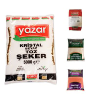 YAZAR KURU GIDA KOLISI 5KG GÖNEN BALDO PİRİNÇ5-KG TAM BUĞDAY UNU-5KG TOZ ŞEKER5-KG KIRMIZI