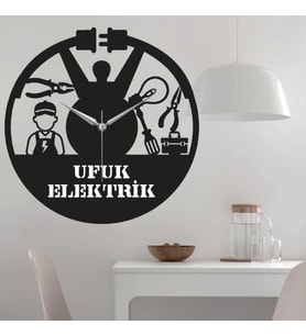 Elektrikçi Temalı Ahşap Duvar Saati