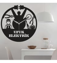 Elektrikçi Temalı Ahşap Duvar Saati