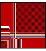 Geometrik Desen Black Seri Twill Eşarp Eşarp Askısı ile Birlikte 90x90 cm Kırmız