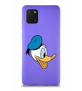 Samsung Galaxy A81 Soft Premier Kapak Donald Duck-F Tasarımlı Silikon Kılıf - Mor (Şeffaf)