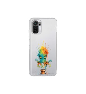 Redmi Note 10 ile uyumlu Splash ahtapot tasarımlı şeffaf silikon kılıf