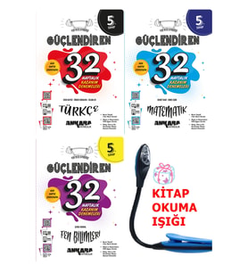 Ankara Yayıncılık 5 Sınıf Türkçe-Matematik-Fen Güçlendiren 32 Haftalık Denemeler FULL Set + Kitap Okuma Işığı Hediye (Çok Renkli)