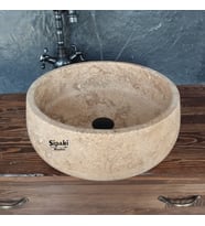 Traverten Yuvarlak Düz Lavabo